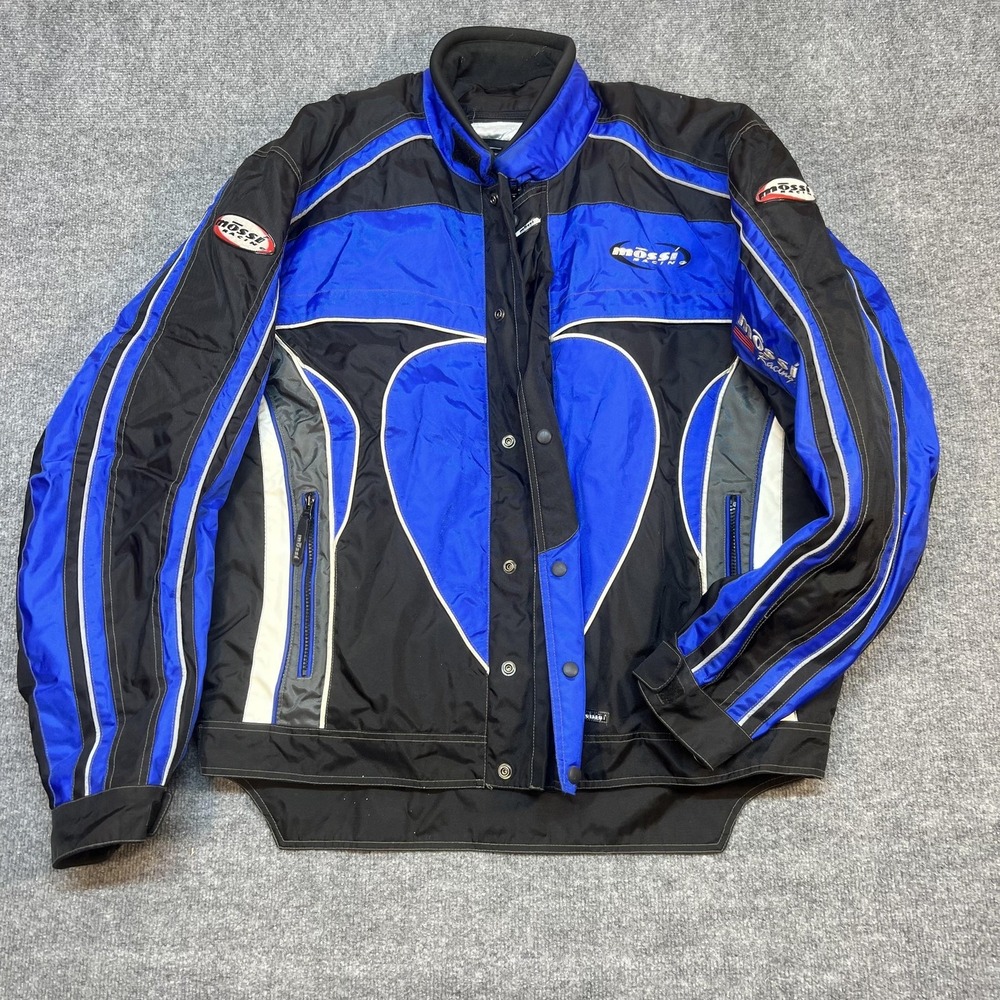 Mossi Racing Jacket Mens XL Blue Black Insulated Motorcycle Ski Snow Winter